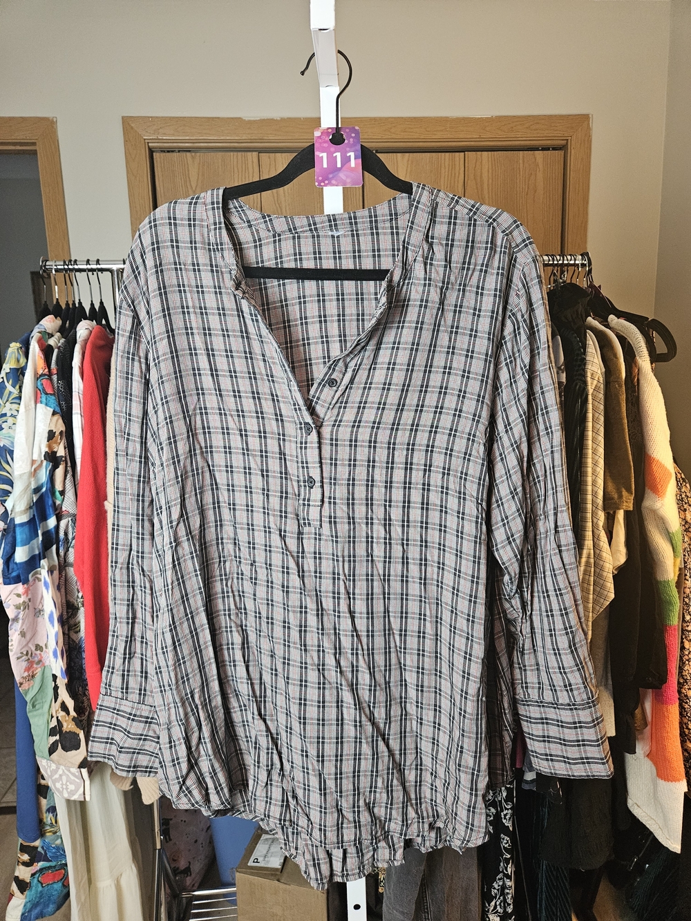 Casual Plaid Button-Front Women’s Top